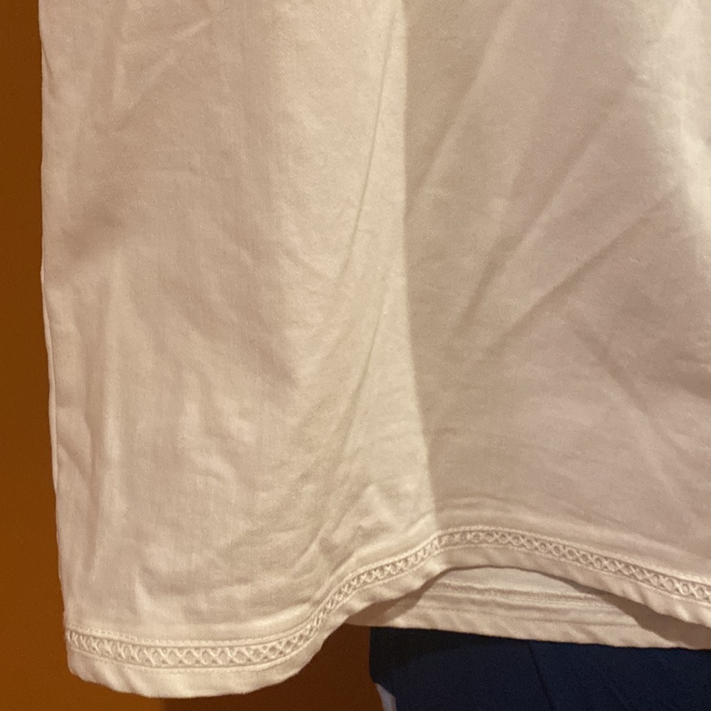 CJ Banks white denim skirt with crochet detail pen mark - Picture 3 of 7